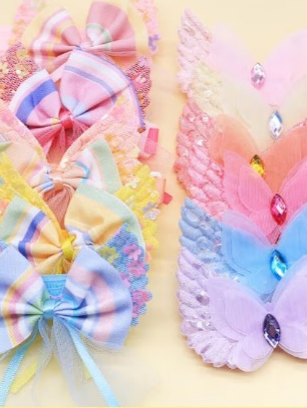Pet Crystal Gem Bow Collar Accessory - Pink 3 Pc